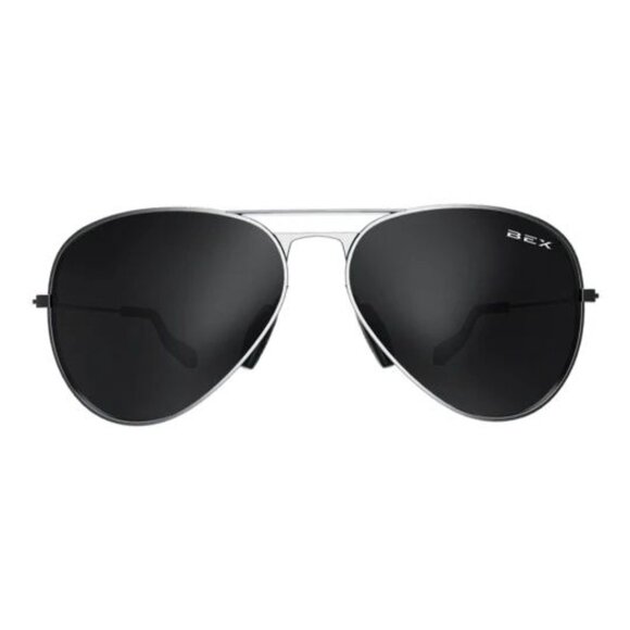 BEX WESLEY Unisex Aviator sunglasses Silver frame gray lenses Polarized NEW - Picture 1 of 4